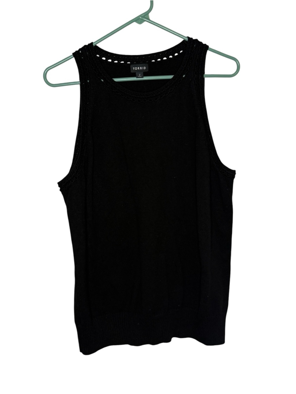 Torrid Black Crochet Trim Knit Sleeveless Sweater Tank Top Size 2 / 2X